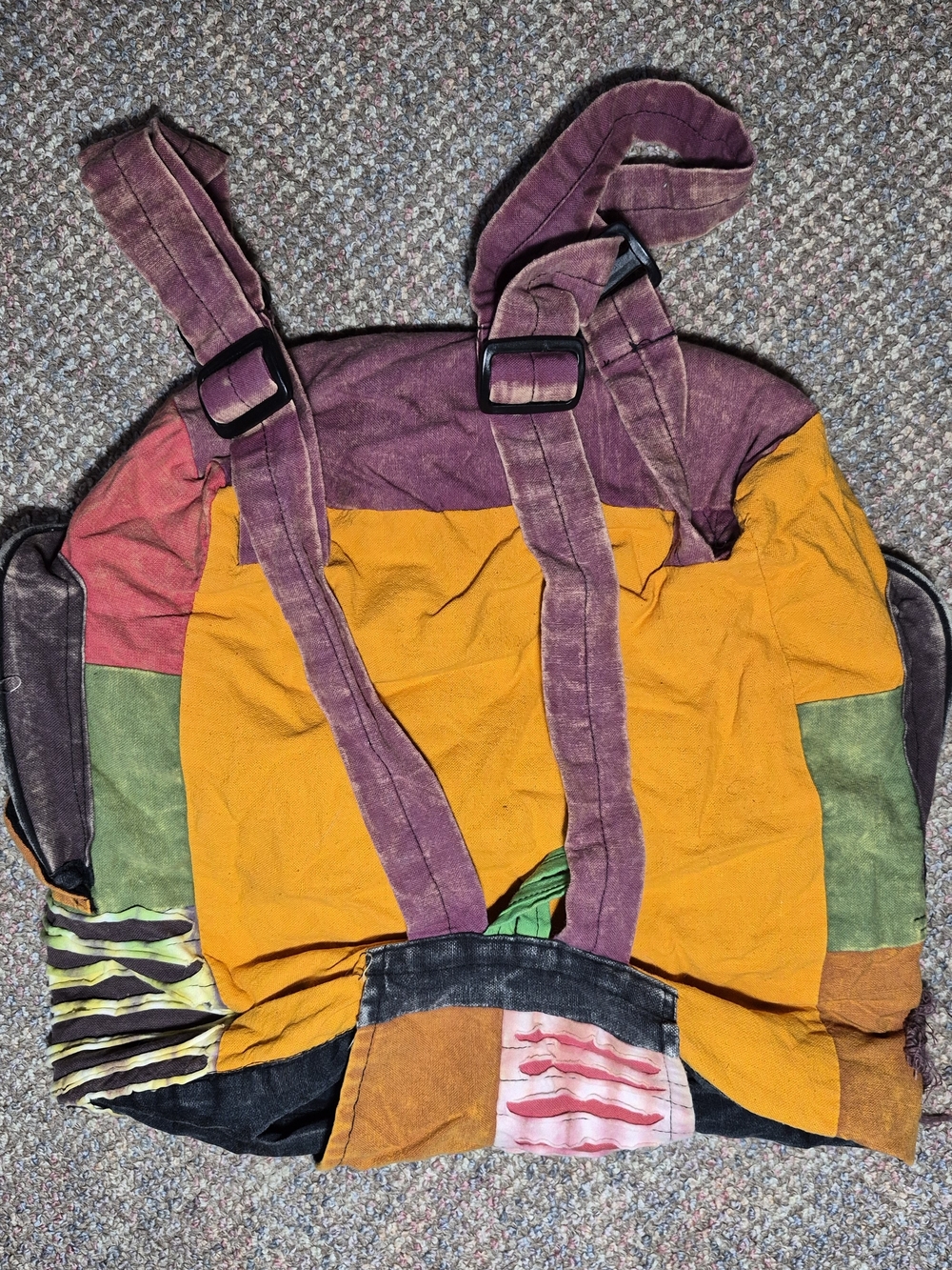 Colorful Patchwork Canvas Backpack — Multicolor Boho Style - Picture 5 of 10
